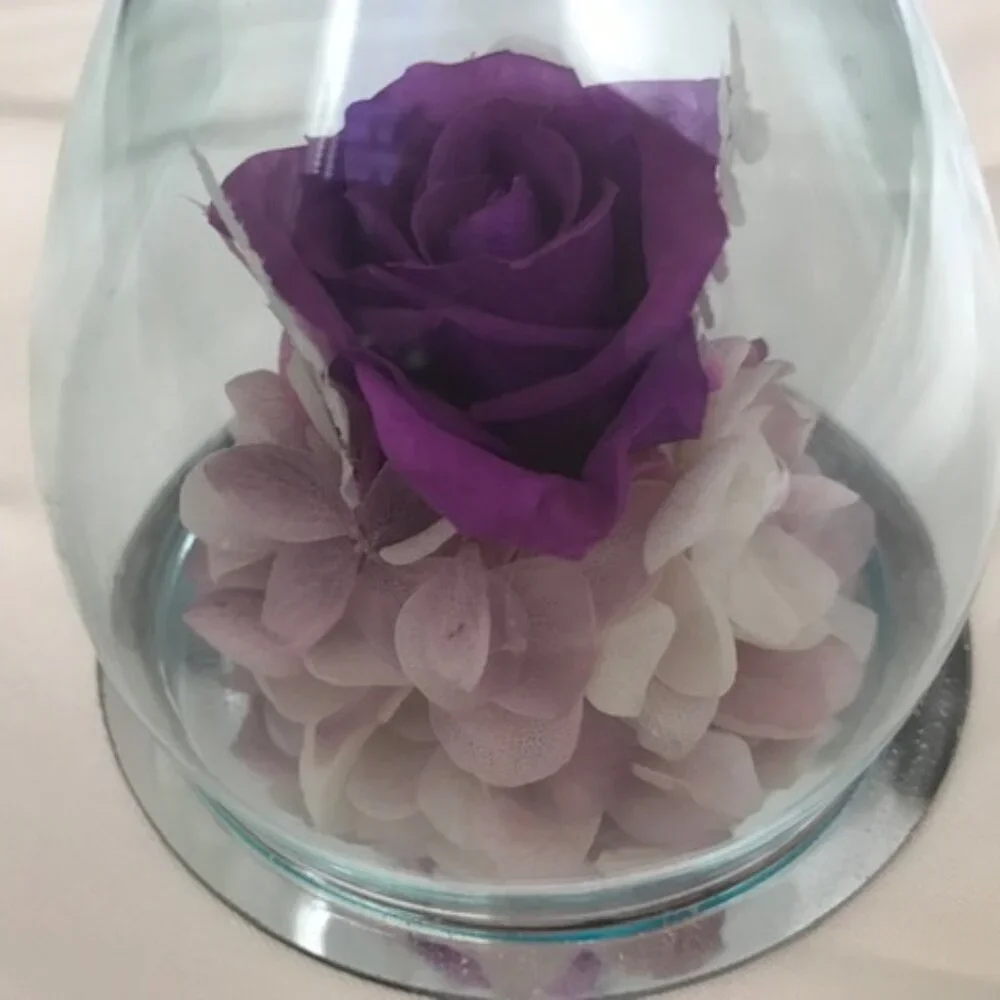 Beautiful Angel Purple Rose Figurine by ANLUNOB. The Only Eternal Rose.